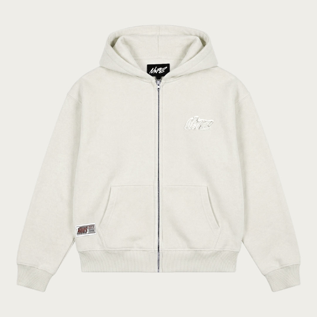 CREAM BASIC ZIP HOODIE