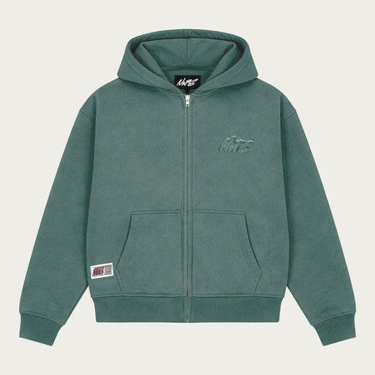 DARK GREEN BASIC ZIP HOODIE