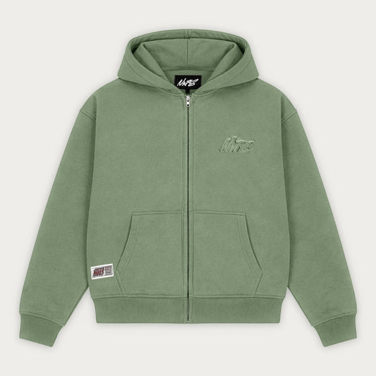 OLIVE BASIC ZIP HOODIE
