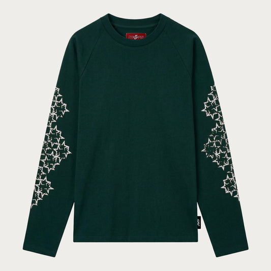 DARK GREEN/WHITE STAR LONGSLEEVE