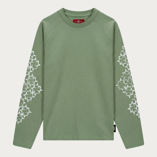 OLIVE/WHITE STAR LONGSLEEVE