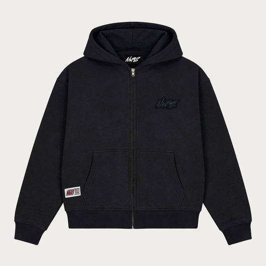 BLACK BASIC ZIP HOODIE