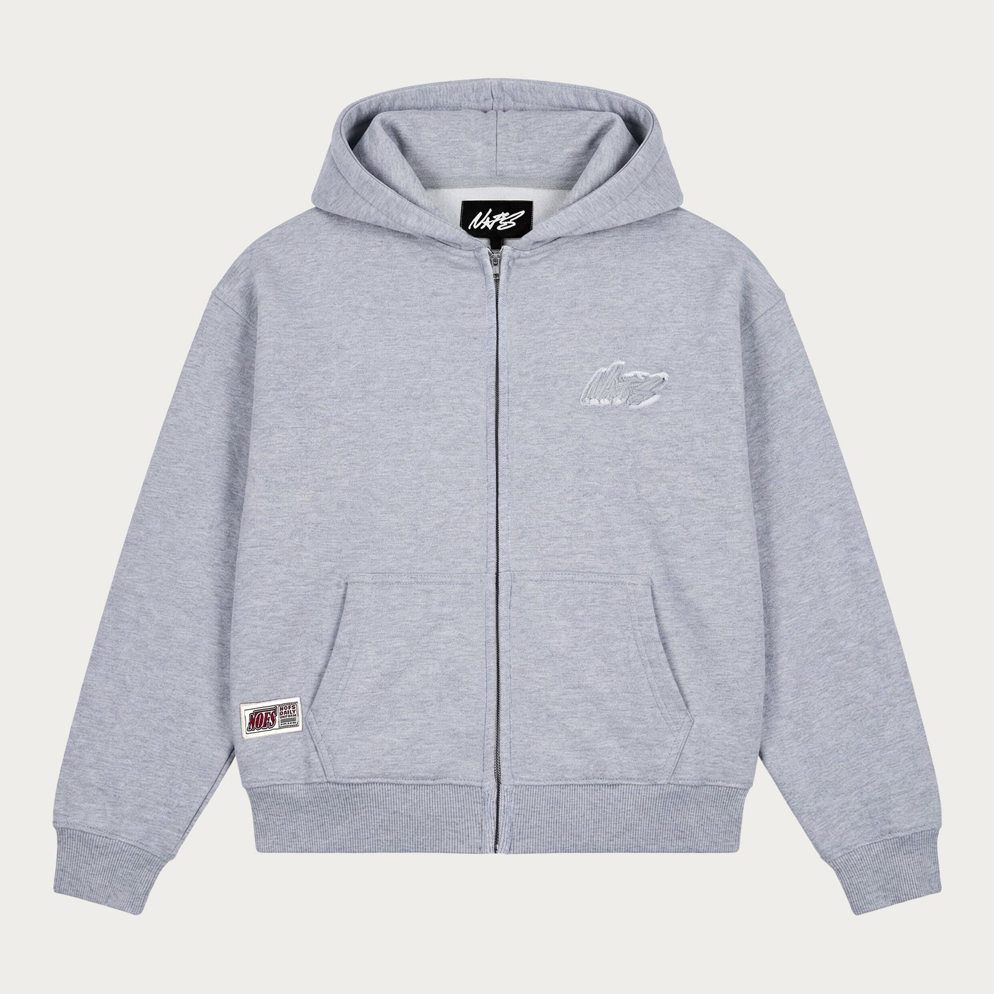 GREY BASIC ZIP HOODIE