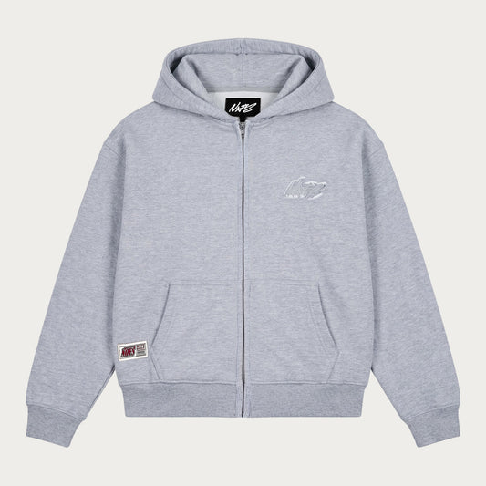 GREY BASIC ZIP HOODIE