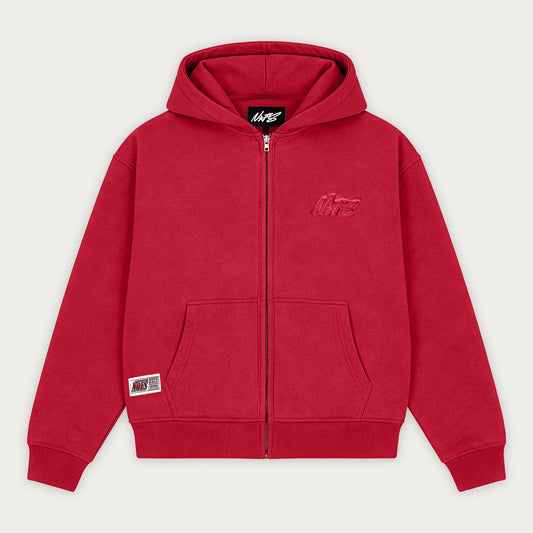 RED BASIC ZIP HOODIE